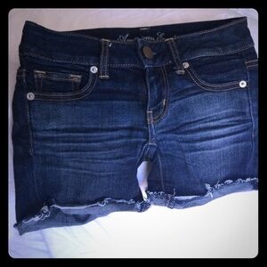 American Eagle Stretch, Dark wash denim midi shorts, Size 0
